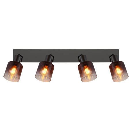 Stropné svietidlo, kov čierny chróm, sklo medenej farby a priehľadné, DxŠxV: 550x80x180mm, bez žiaro 6