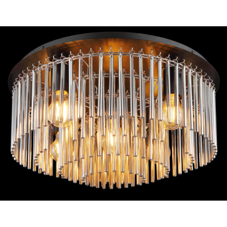 Stropné svietidlo, kov čierny, chróm, sklenené tyče dymovej farby, ø: 500 mm, V: 250 mm, bez žiarovi 8