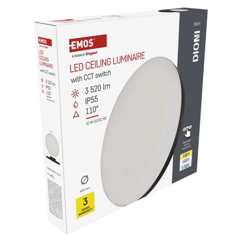 LED prisadené svietidlo DIONI kruhové, čierné,32W, CCT 10