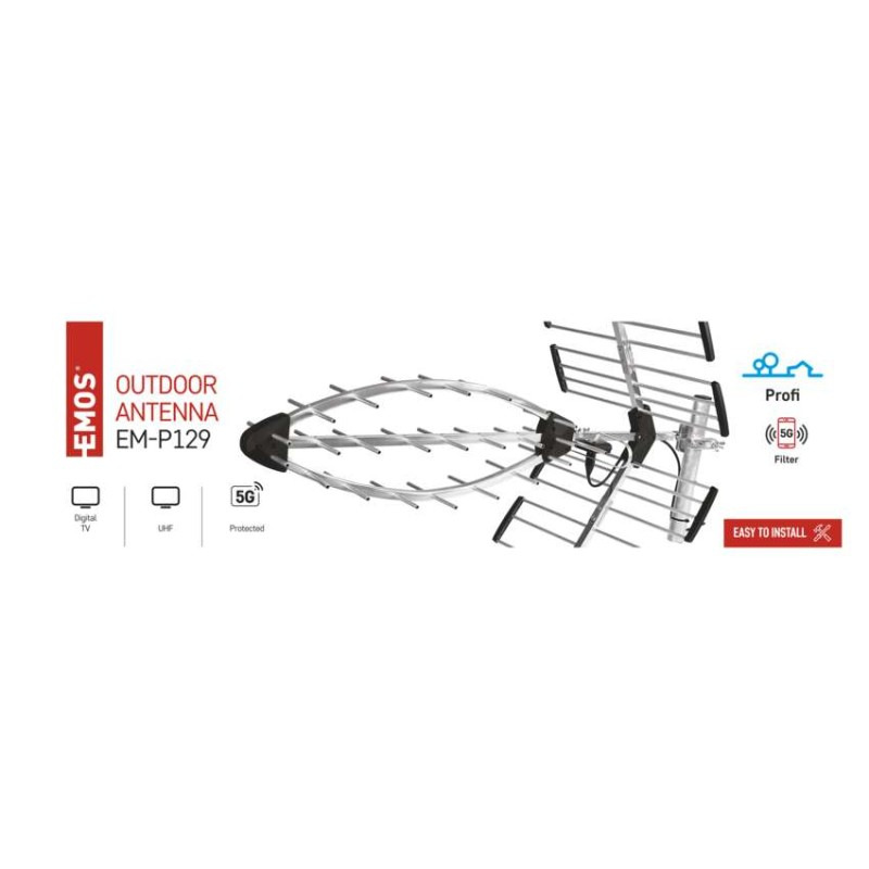 Anténa vonkajšia EM-29U5G, PROFI, 0–200 km, DVB-T2, filter LTE/4G/5G 7
