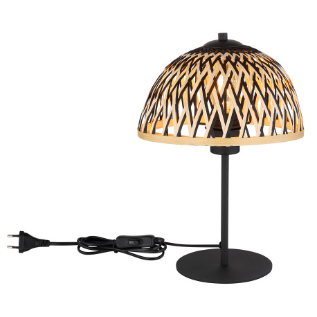 Stolová lampa kov čierny matný, bambus, prírodná farba, kolískový vypínač na kábli, ø: 250mm, V: 370 5