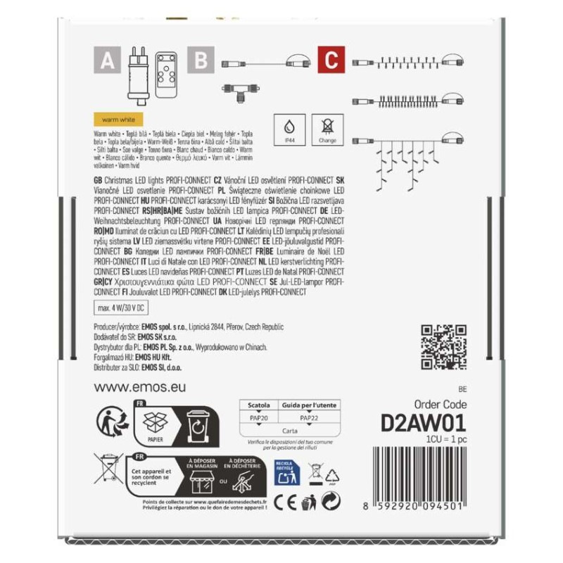 Profi LED spojovacia reťaz čierna, 5 m, vonkajšia aj vnútorná, teplá biela 12