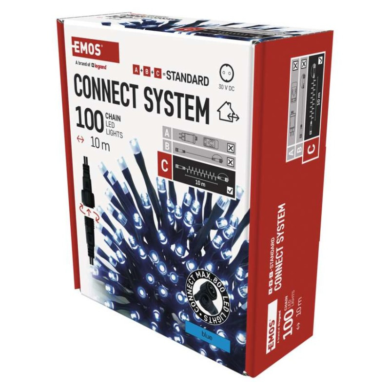 Standard LED spojovacia vianočná reťaz, 10 m, vonkajšia aj vnútorná, modrá