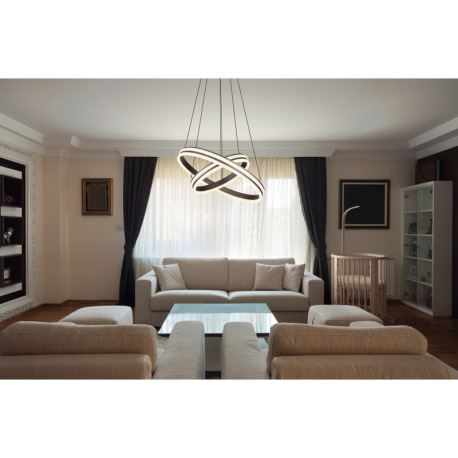 Závesné svietidlo, kov a hliník titánová farba, plastové krištále, akryl biely, stmievateľné, niekoľ 3