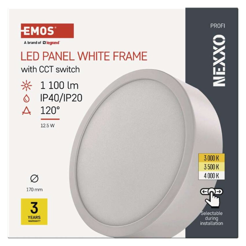 LED prisadené svietidlo, kruhové, biele, 12,5W, CCT 8