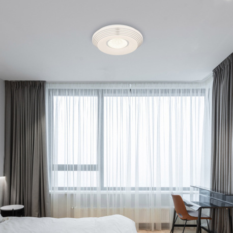 Stropné svietidlo, kov biely, akryl biely, trblietavý efekt, plastové krištále, chróm, stmievateľné, 9