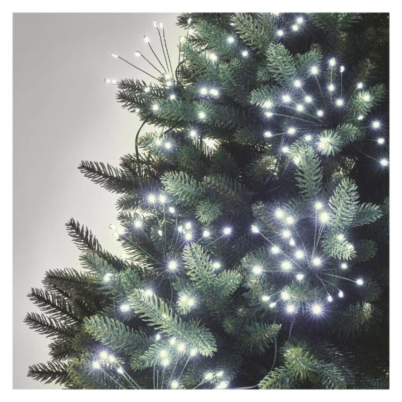 LED svetelná reťaz – svietiace trsy, nano, 8 m, vnútorná, studená biela, časovač 3