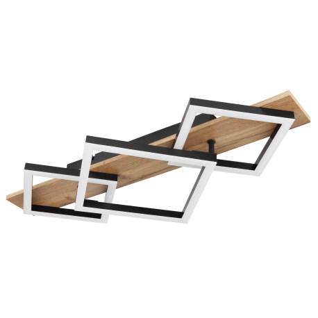 Stropné svietidlo, kov čierny matný, MDF so vzhľadom dreva, plast čierny matný, plast biely, DxŠxV: 2