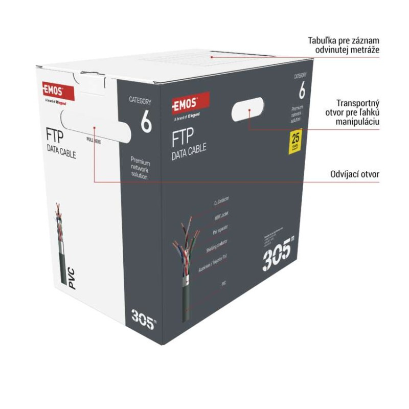 Datový kábel FTP CAT 6, 305m 3