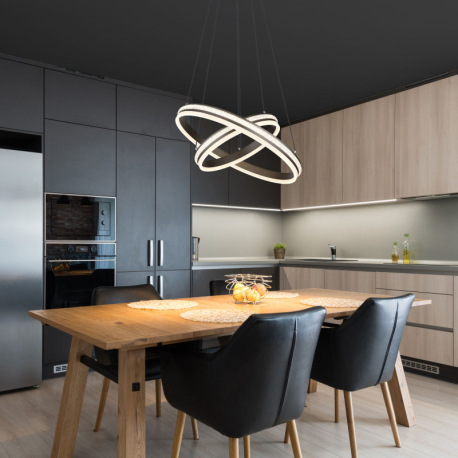 Závesné svietidlo, kov a hliník titánová farba, plastové krištále, akryl biely, stmievateľné, niekoľ 1