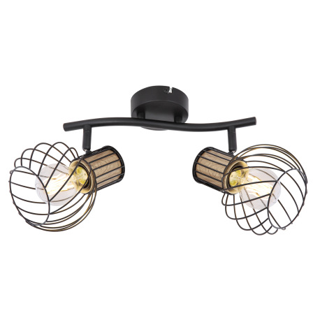 Nástenné svietidlo, kov čierny, kov imitácia dreva, DxŠxV:295x230x185, bez žiaroviek 2xE27, max. 40W 11