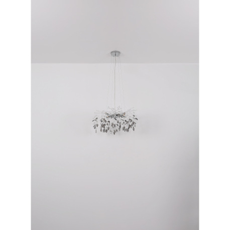 Závesné svietidlo, kov chróm, sklenené krištále, dymové, číre, ø:610mm, V: 1200mm, bez žiaroviek 8x 7