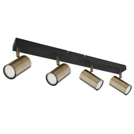 Stropné svietidlo, kov čierny, mosadz, DxŠxV:560x60x120mm, bez žiaroviek 4x GU10, max. 35W 230V 2