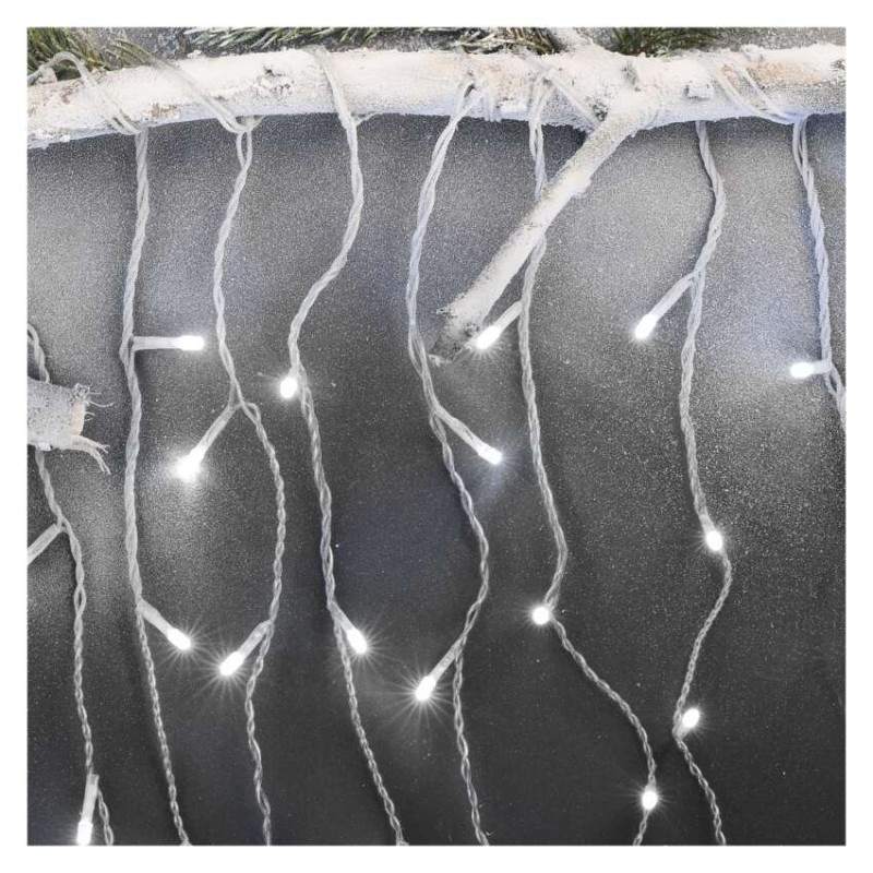 LED vianoč. cencúle, 5 m, vonkajšie aj vnútor., studená biela, ovládač, programy, časovač 3