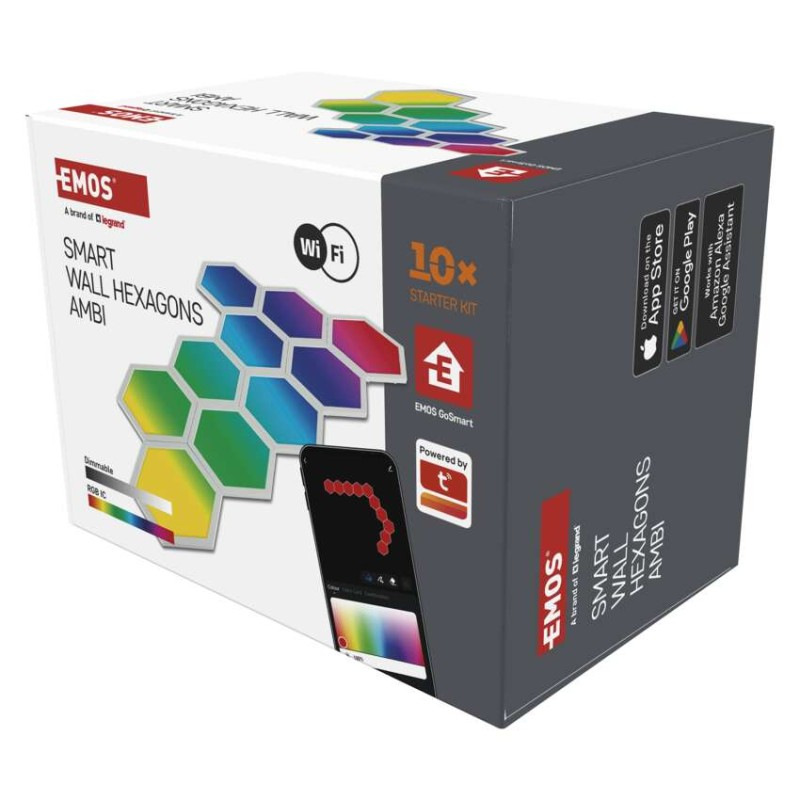 GoSmart LED svietidlo Hexagon, štartovací sada, 10 dielov, 19 W, RGBIC stmievateľné, WiFi 13