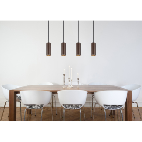 Závesné svietidlo, kov bronz matný, hliník bronz matný, kábel PVC čierny, výškovo nastaviteľné, DxŠx 9