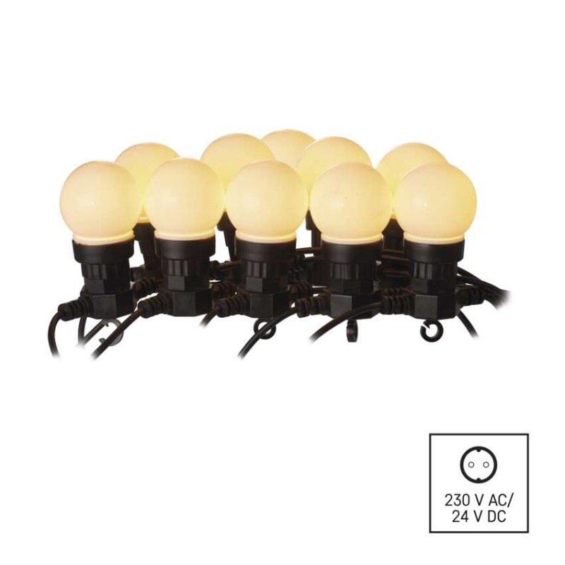 LED svetelná reťaz – 10x párty žiarovky mliečne, 5 m, vonkajšia aj vnútorná, teplá biela 6