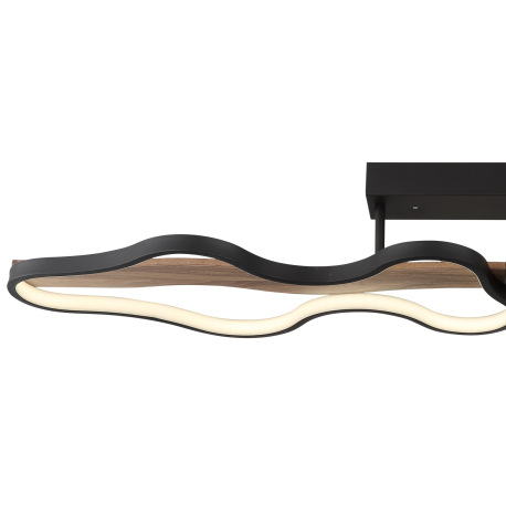 Stropné svietidlo, kov čierny matný, drevo, hliník čierny matný, stmievateľné, niekoľko úrovní pomoc 16