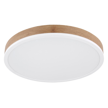 Stropné svietidlo kov biele matné, MDF imitácia dreva, plast biely, ø: 450mm, V: 85mm, LED 24W 230V, 2