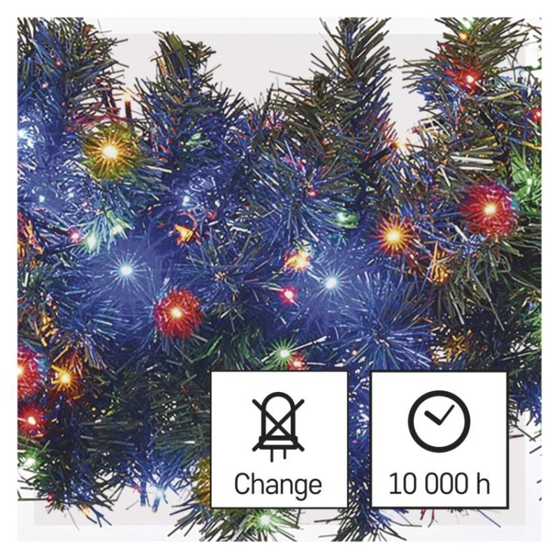 LED vianočná reťaz – ježko, 12 m, vonkajšia aj vnútorná, multicolor, časovač 10