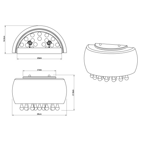 Nástenné svietidlo, chróm, sklo dymové, sklenené krištále priehľadné, ŠxV:280x175, H:145, bez žiarov 19
