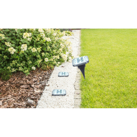 Solárne svietidlo, oceľ, plast čierny, priehľadný, IP44, tvar štvorca, so zapichovacím hrotom, akumu 1