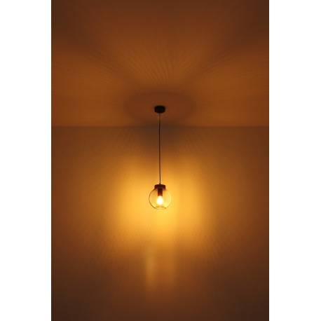 Závesné svietidlo, kov čierny, drevo, Ø200, V:1200, bez žiarovky 1xE27, max. 60W 230V 6