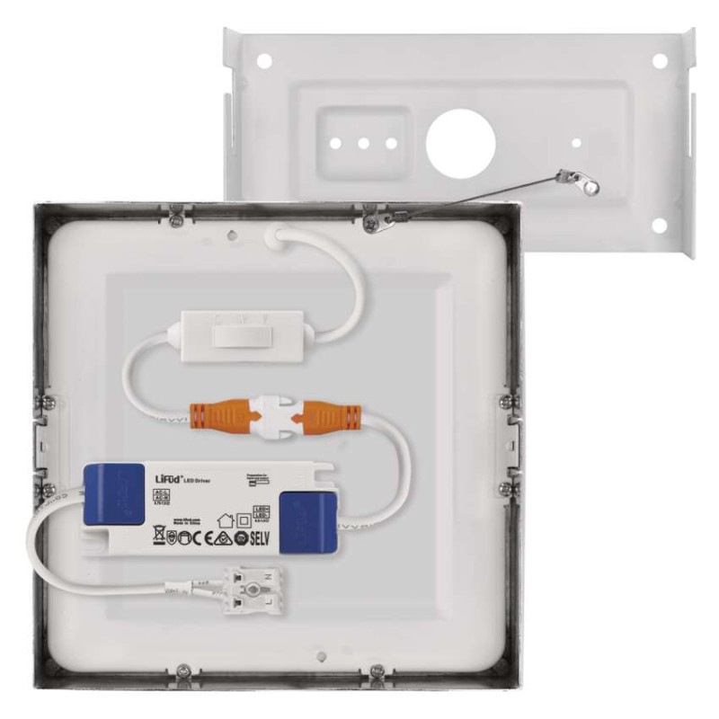 LED prisadené svietidlo, štvorec, strieborné, 12,5W, CCT 12