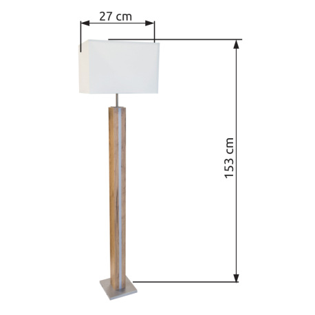 Stojacia lampa, MDF imitácia dreva, kov farby dub, textil béžová, tlačidlový spínač, stmievateľná, s 6
