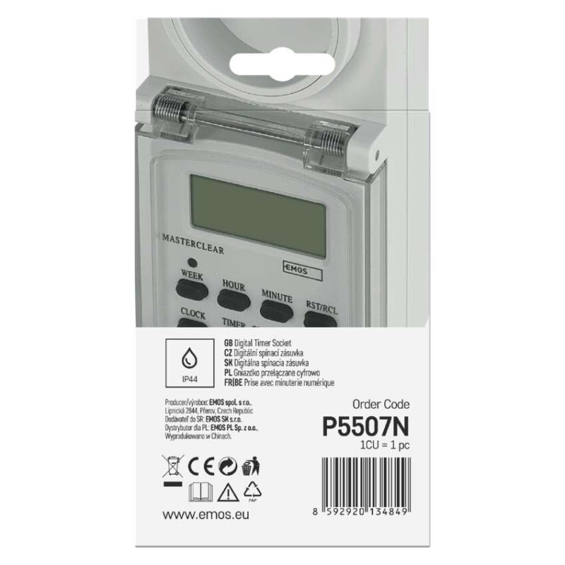 Časovač – digitálna spínacia zásuvka vonkajšia IP44 9