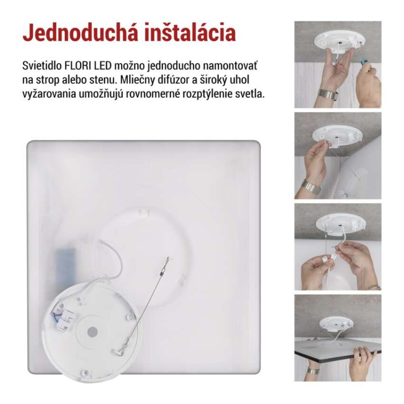 LED prisadené svietidlo FLORI štvorcový, čierné, 22W, neutrálna biela 4