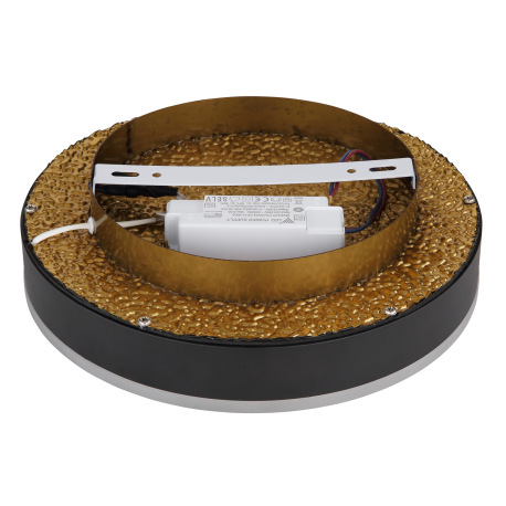 Stropné svietidlo, hliník čierny, kov zlatý, akryl, ø: 300mm, V:90mm, vrátane LED 24W 230V, 2800lm z 5