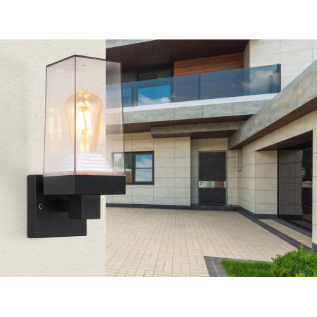 Vonkajšie svietidlo hliník, číry plast, IP44, ŠxV: 110x290mm, H: 140mm, bez žiarovky 1x E27 40W 230V 9