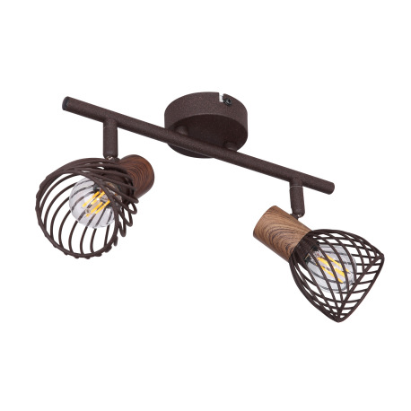 Nástenné svietidlo, kov vo farbe imitujúcu hrdzu, kov imitácia dreva, DxV:300x160, bez žiaroviek 2xE 2