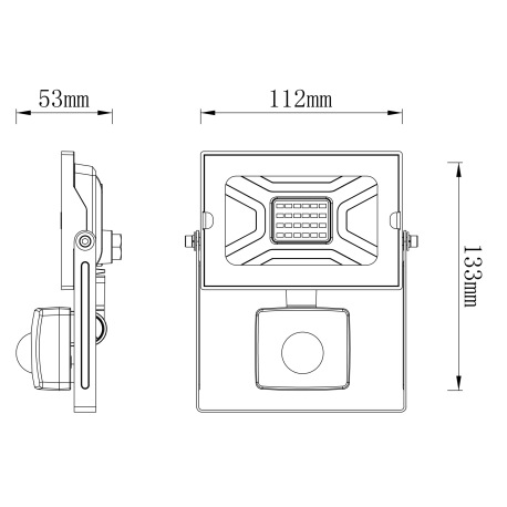 Vonkajšie svietidlo, hliník biely, sklo, nastaviteľné, IP44, snímač: V: 1 - 3 m, 110 °, detekcia do 4