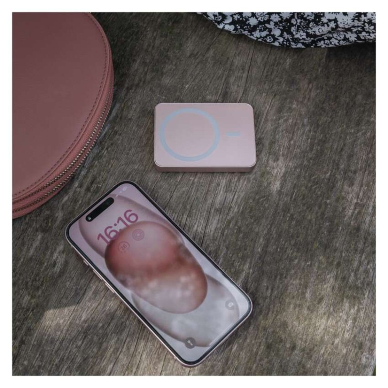 Power bank EMOS WI 522, 5 000 mAh, 20 W+Wireless, lososová 6