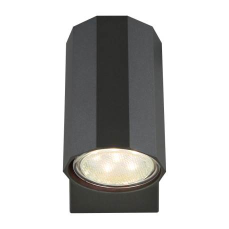 Nástenné svietidlo, kov sivý matný, hliník sivý matný, kolískový vypínač, ŠxV: 70x140mm, H: 145mm, b 10