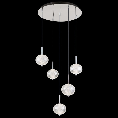 Závesné svietidlo, pochrómovaný kov, číry akryl, čierny PVC kábel, niekoľko úrovní pomocou nástennéh 10