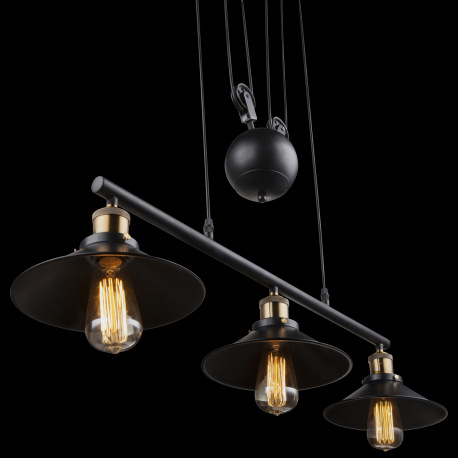 Závesné svietidlo, kov čierny, stará mosadz, výškovo nastaviteľné, 90-180 cm, DxŠxV:920x220x1800, be 8