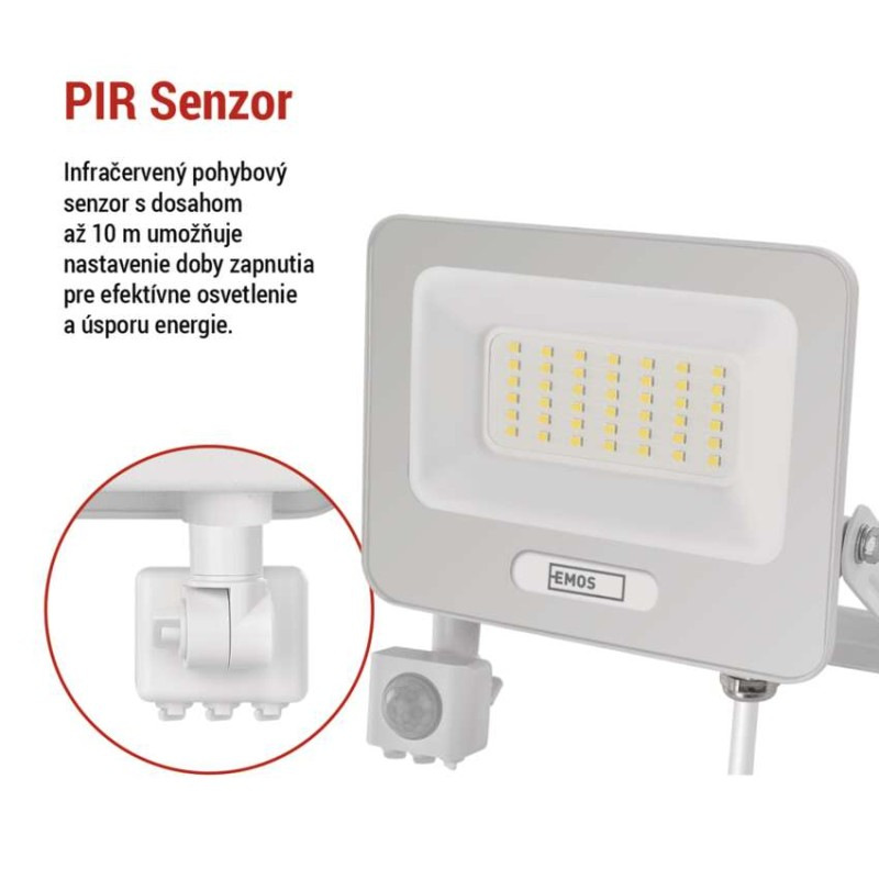 LED reflektor GLARO s pohybovým čidlom, 50 W, biely, IP54, 5000 lm, neutrálna biela 7