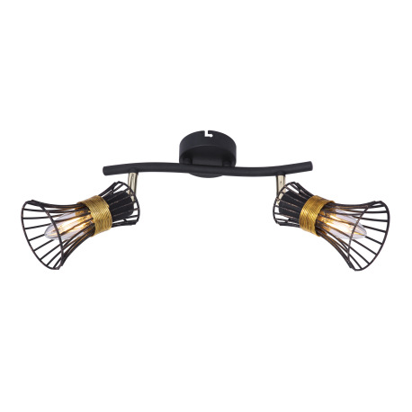 Nástenné svietidlo, kov čierny a zlatý, kovové tyče čierne a zlaté, DxV:290x220, bez žiaroviek 2xE14 13