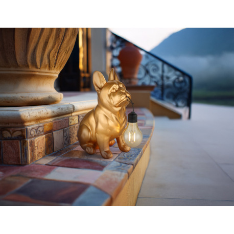 Solárne svietidlo, plast zlatý/čierny/jantár matný, vypínač, batéria súčasťou balenia AA 300mAh 1,2V 1