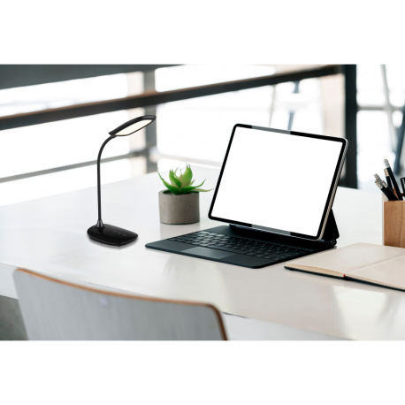 Stolové svietidlo, plast čierny, satin., matný čierny silikón, dotykové zapnutie/vypnutie/plynulé st 12