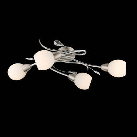 Stropné svietidlo, kov, nikel matný, chróm, sklo biele, akrylové krištále, DxŠxV:700x250x210, bez ži 6