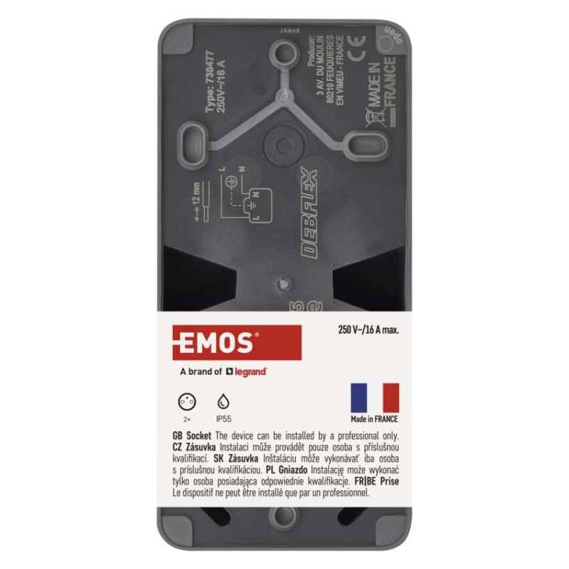 EMOS Cyklone zásuvka dvojnásobná IP55 6