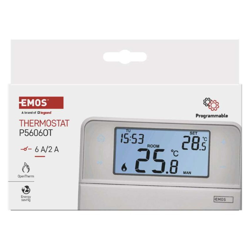 Izbový programovateľný drôtový OpenTherm termostat P5606OT 9