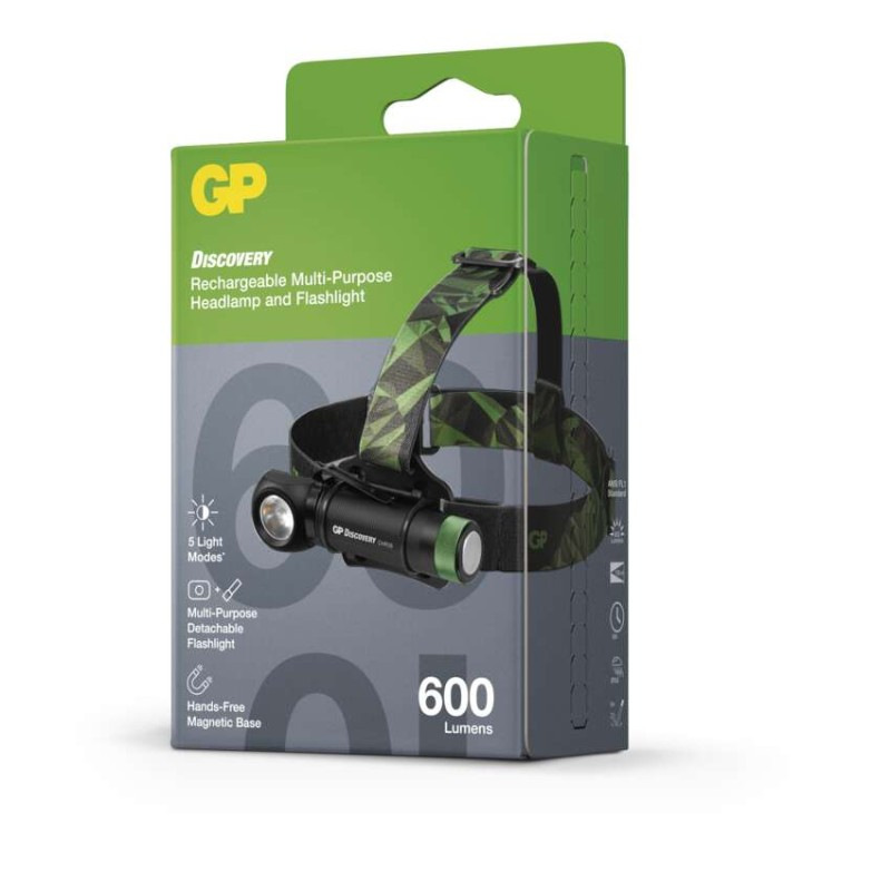 LED nabíjacia čelovka GP Discovery CHR35, 600 lm 10