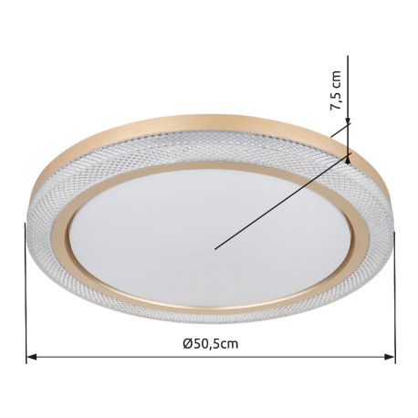 Stropné svietidlo kov biely, zlatá, plast biely, stmievateľné, niekoľko úrovní pomocou nástenného sp 18