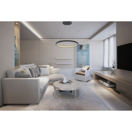 Závesné svietidlo, kov čierny matný, plast biely, Ø 385, V: 1200, vrátane 1xLED 19W 230V, 2600lm zdr 1