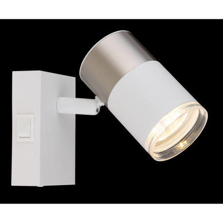 Nástenné svietidlo, kov biely, hliník nikel matný, hliník biely, plast transparentný, kolískový vypí 2